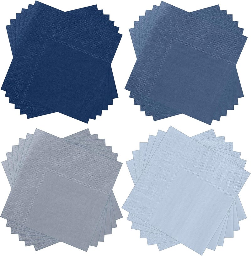 Layhit 100 Pcs Cocktail Napkins Disposable Beverage Napkins Square Paper Dessert Tissue for Valentine's Day Wedding Birthday Party Supplies(Dusty Blue,5 x 5 Inch) - Image 1
